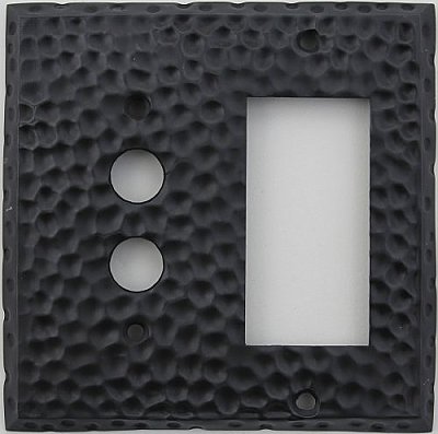 Hammered Black Forged Pushbutton / GFCI Forged Switchplate