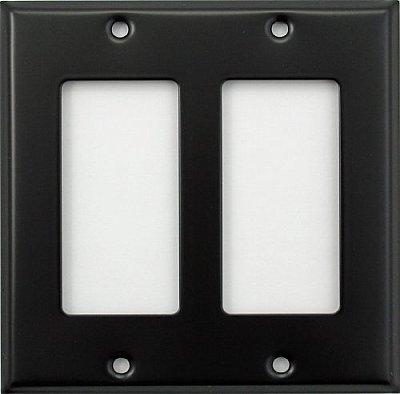 Matte Black Stamped Double GFCI Switchplate / Cover Plate