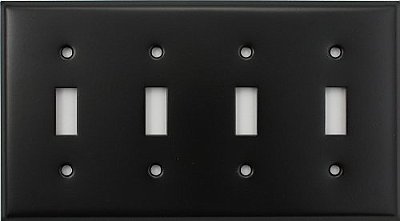 Matte Black Stamped Quad Toggle Switchplate / Cover Plate