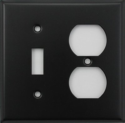 Matte Black Stamped Toggle / Duplex Switchplate / Cover Plate