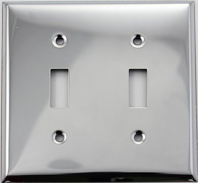 Polished Stainless Steel Stamped Double Toggle Switchplate / Cover Plate