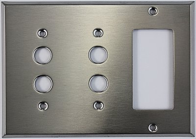 Satin Stainless Double Pushbutton / Single GFCI Switchplate