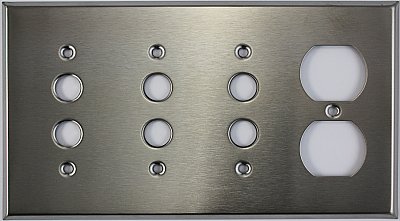 Satin Stainless Triple Pushbutton / Single Duplex Switchplate
