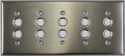 Satin Stainless Five Pushbutton Switchplate
