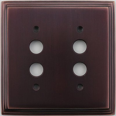 Deco Antique Copper Double Pushbutton Forged Switchplate