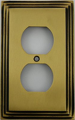 Deco Antique Brass Single Duplex Forged Switchplate