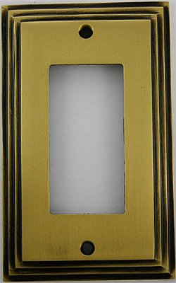 Deco Antique Brass Single GFCI Forged Switchplate