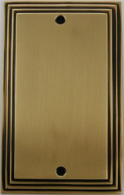 Deco Antique Brass Single Blank Forged Switchplate