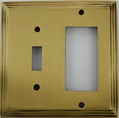 Deco Antique Brass Toggle / GFCI Forged Switchplate