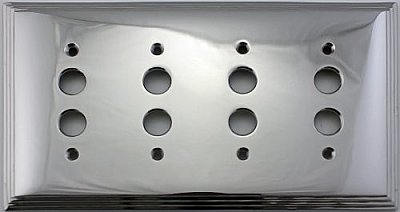 Deco Polished Nickel Quad Pushbutton Forged Switchplate