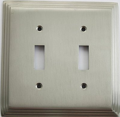 Deco Satin Nickel Double Toggle Forged Switchplate