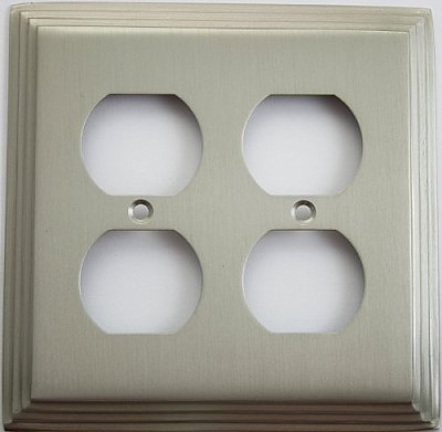Deco Satin Nickel Double Duplex Forged Switchplate