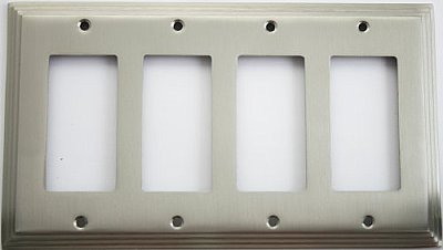Deco Satin Nickel Quad GFCI Forged Switchplate