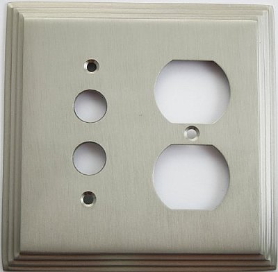 Deco Satin Nickel Single Pushbutton/ Single Duplex Forged Switchplate