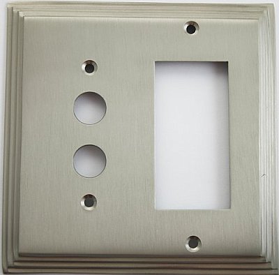 Deco Satin Nickel Pushbutton / GFCI Forged Switchplate