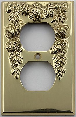 Festoon Polished Brass Single Duplex Forged Switchplate