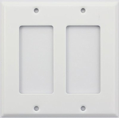 Smooth White Double GFCI Switchplate, Stamped Steel