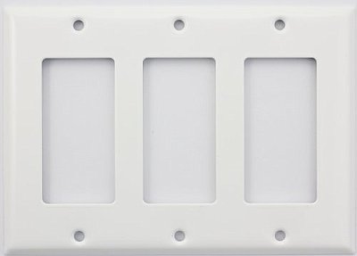 Smooth White Triple GFCI Switchplate, Stamped Steel
