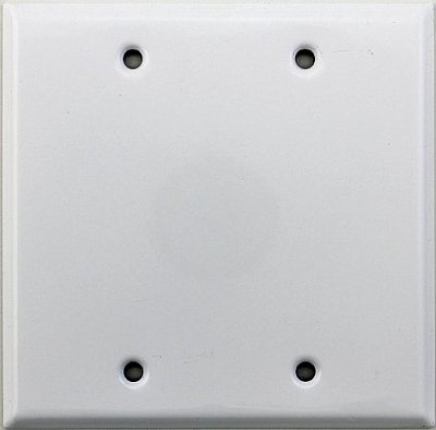 Smooth White Double Blank Switchplate, Stamped Steel