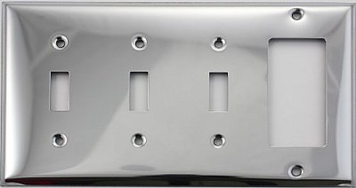 Polished Chrome Triple Toggle/Single GFCI Switchplate