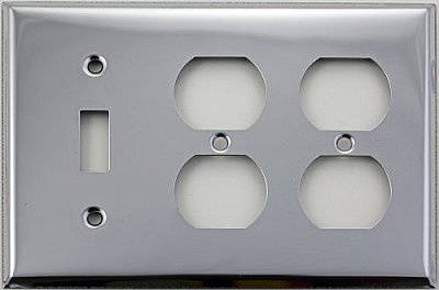 Polished Chrome Single Toggle/Double Duplex Switchplate