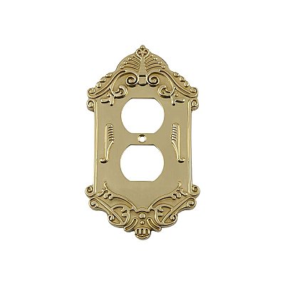Solid Brass Victorian Switchplate - Unlacquered Polished Brass - Single Duplex