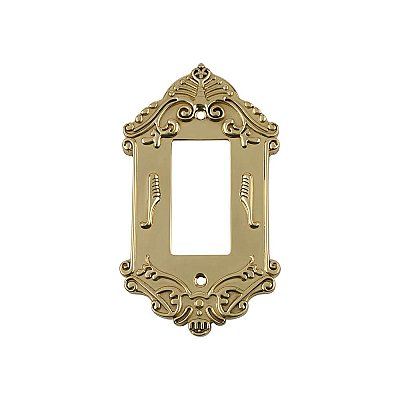 Solid Brass Victorian Switchplate - Unlacquered Polished Brass - Single GFCI