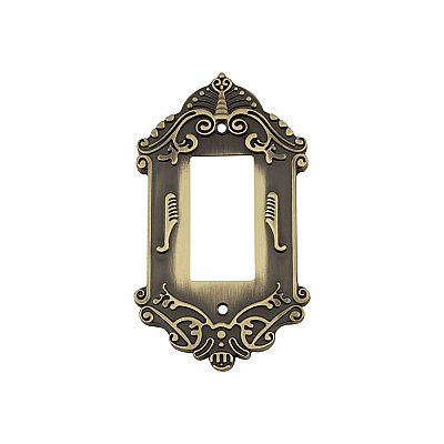 Solid Brass Victorian Switchplate - Antique Brass - Single GFCI