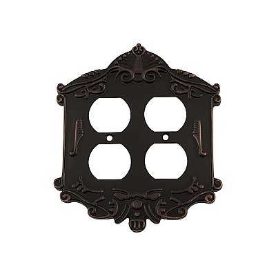 Solid Brass Victorian Switchplate - Timeless Bronze - Double Duplex