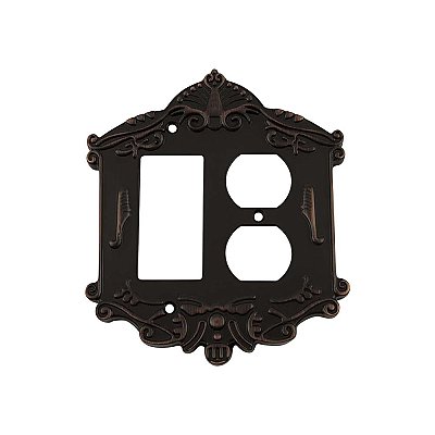 Solid Brass Victorian Switchplate - Timeless Bronze - Duplex/GFCI