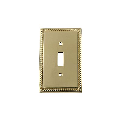 Solid Brass Rope Switchplate - Unlacquered Polished Brass - Single Toggle