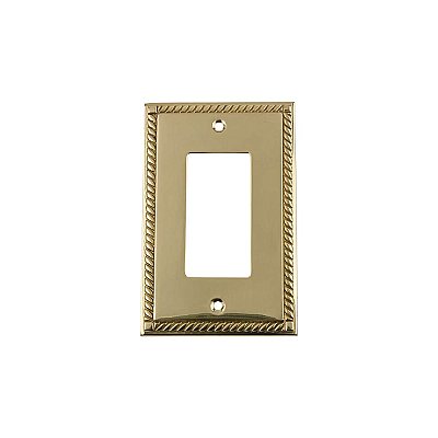 Solid Brass Rope Switchplate - Unlacquered Polished Brass - Single GFCI