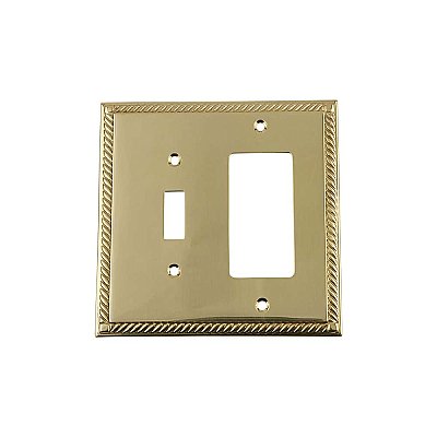 Solid Brass Rope Switchplate - Unlacquered Polished Brass - GFCI/Toggle