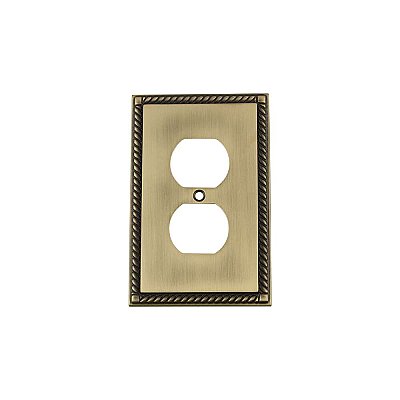 Solid Brass Rope Switchplate - Antique Brass - Single Duplex