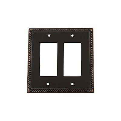 Solid Brass Rope Switchplate - Timeless Bronze - Double GFCI