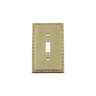 Solid Brass Egg & Dart Switchplate - Unlacquered Polished Brass - Single Toggle