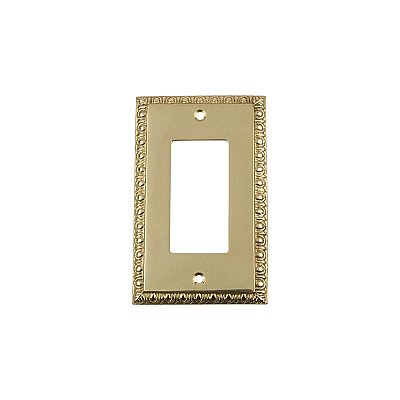Solid Brass Egg & Dart Switchplate - Unlacquered Polished Brass - Single GFCI