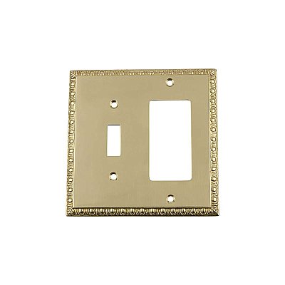 Solid Brass Egg & Dart Switchplate - Unlacquered Polished Brass - GFCI/Toggle