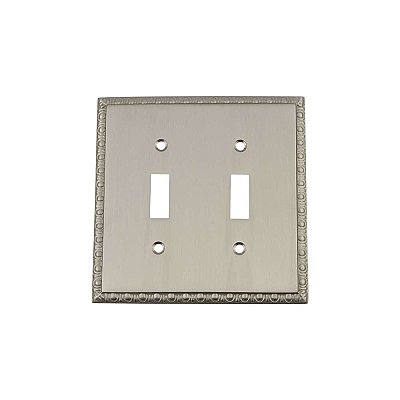Solid Brass Egg & Dart Switchplate - Satin Nickel - Double Toggle