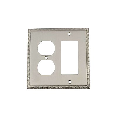 Solid Brass Egg & Dart Switchplate - Satin Nickel - Duplex/GFCI
