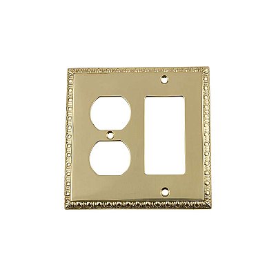 Solid Brass Egg & Dart Switchplate - Polished Brass - Duplex/GFCI