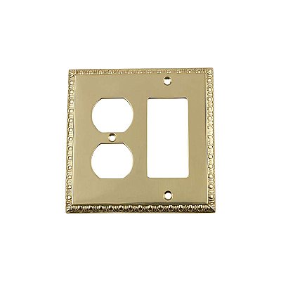 Solid Brass Egg & Dart Switchplate - Polished Brass - Duplex/GFCI