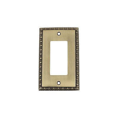 Solid Brass Egg & Dart Switchplate - Antique Brass - Single GFCI