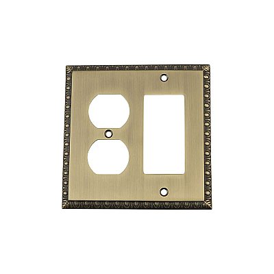 Solid Brass Egg & Dart Switchplate - Antique Brass - Duplex/GFCI