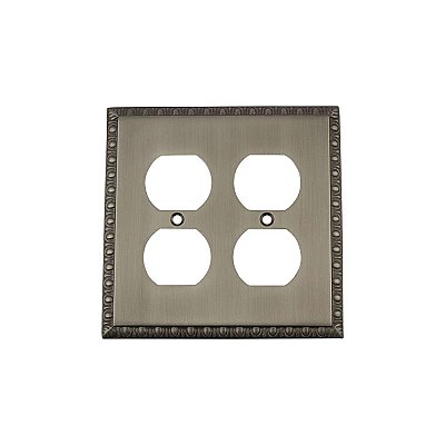 Solid Brass Egg & Dart Switchplate - Antique Pewter - Double Duplex