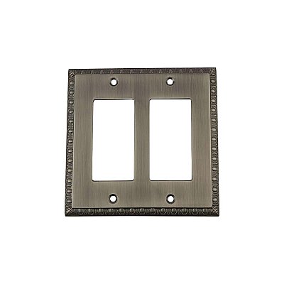 Solid Brass Egg & Dart Switchplate - Antique Pewter - Double GFCI