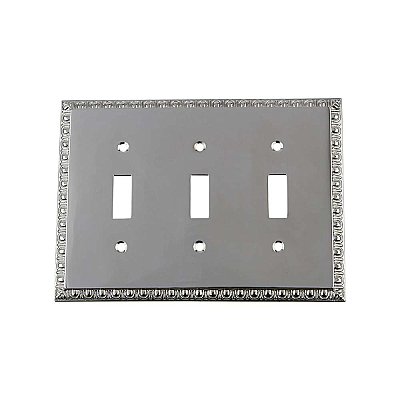 Solid Brass Egg & Dart Switchplate - Bright Chrome - Triple Toggle