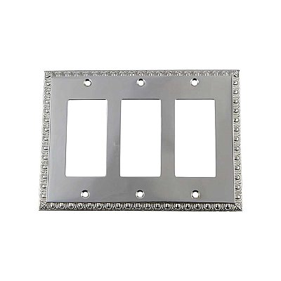 Solid Brass Egg & Dart Switchplate - Bright Chrome - Triple GFCI