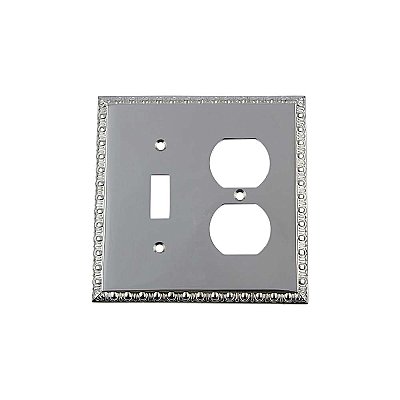 Solid Brass Egg & Dart Switchplate - Bright Chrome - Duplex/Toggle