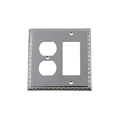 Solid Brass Egg & Dart Switchplate - Bright Chrome - Duplex/GFCI